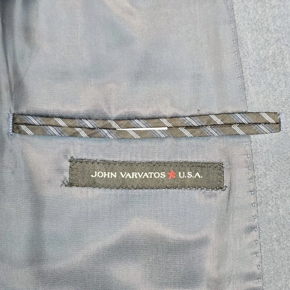 John Varvatos USA Blazer Sport coat Men 42L‎ Navy Blue Canada Made Rayon Blend